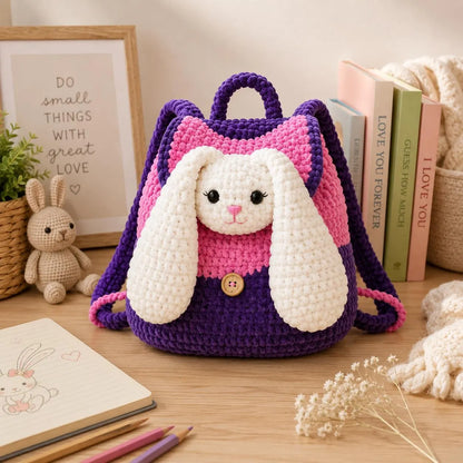Plush Bunny Backpack Crochet Pattern (Digital Download)
