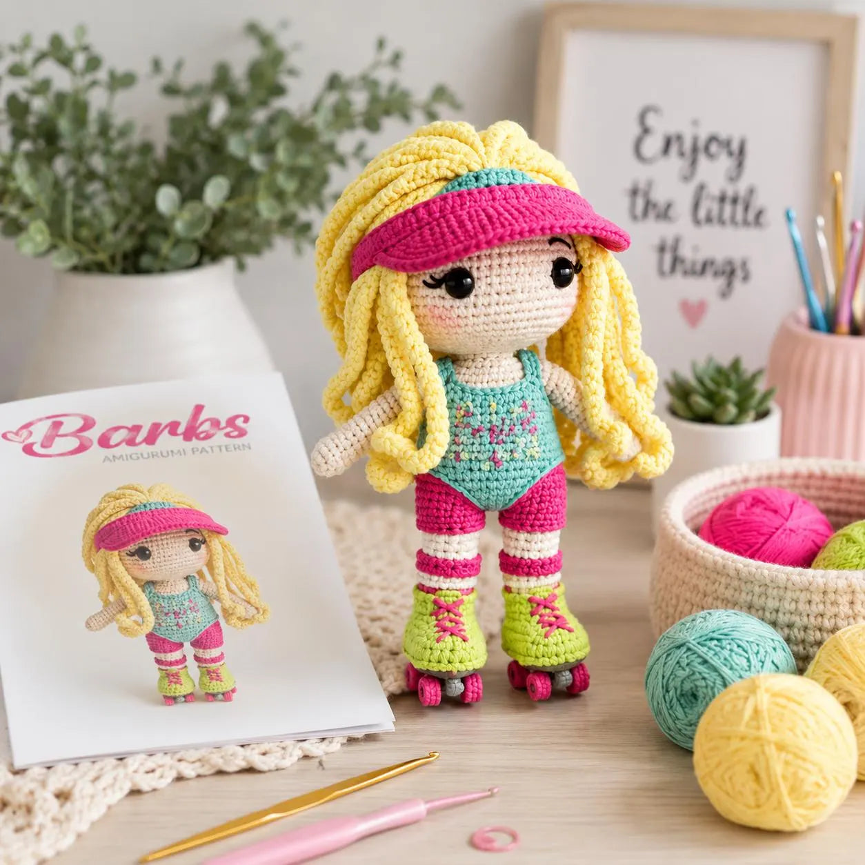 Roller Skating Doll Crochet Pattern PDF, Cute Fashion Doll Amigurumi, Digital Download, Crochet Doll Tutorial, DIY Handmade Gift Pattern