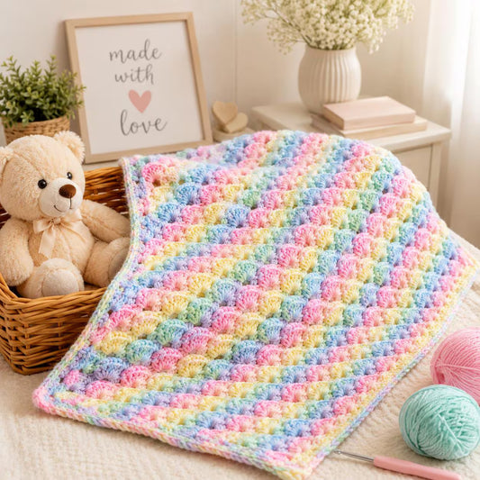 Free | Pastel Shells Baby Blanket Crochet Pattern (Digital Download)