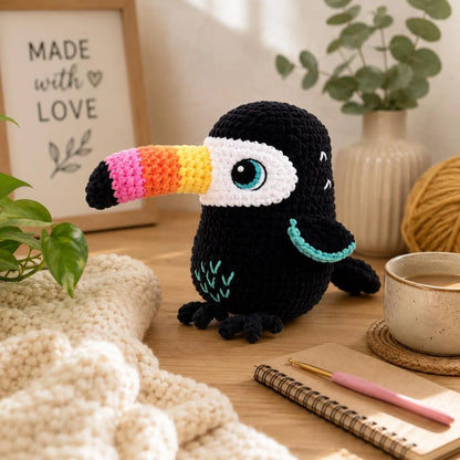 Crochet Toucan Amigurumi Pattern PDF, Plush Bird Crochet Pattern, Rainbow Beak Stuffed Animal, Cute Tropical Bird Toy, Digital Download