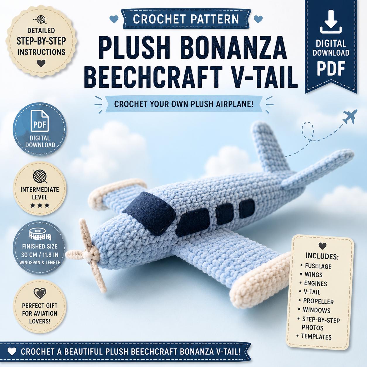 Plush Airplane Crochet Pattern (Digital Download)