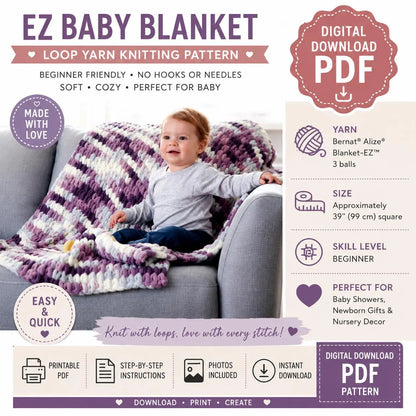 EZ Baby Blanket Knitting Pattern (Digital Download)