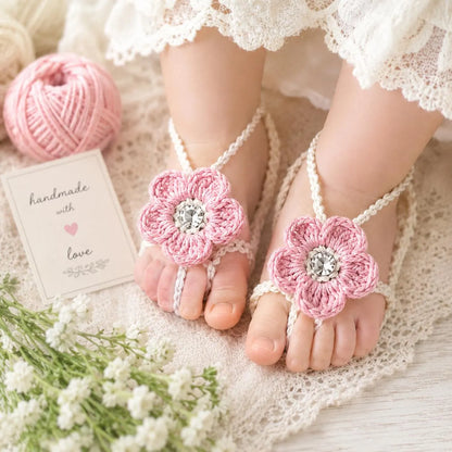 Baby Barefoot Sandals Crochet Pattern PDF, Baby Flower Sandals, Infant Barefoot Sandals, Toddler Sandals Crochet Pattern, Instant Download