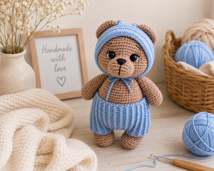 Crochet Bear in Hat Pattern (Digital Download)
