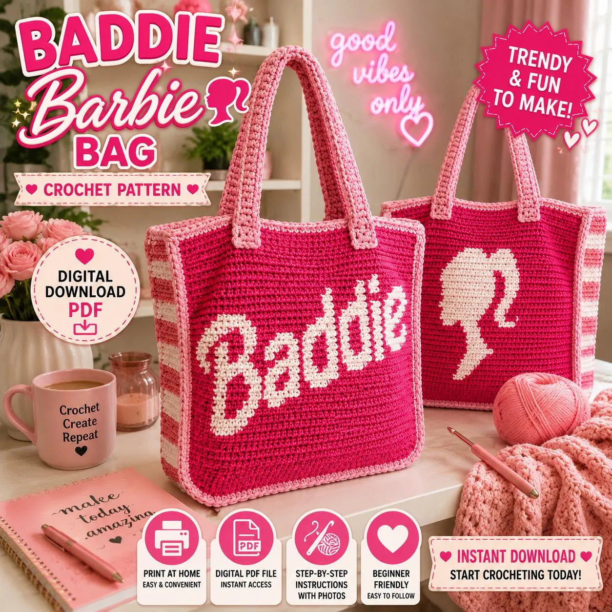 Baddie Barbie Bag Crochet Pattern (Digital Download)
