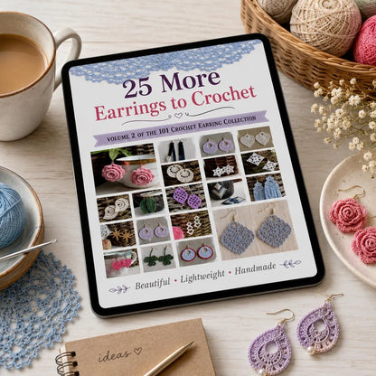 25 Crochet Earrings Patterns Bundle –Volume 2  (Digital Download)