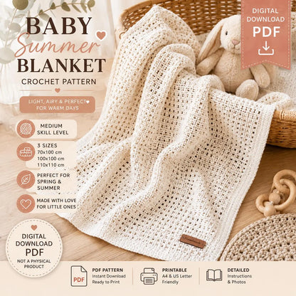 Baby Summer Blanket Crochet Pattern (Digital Download)