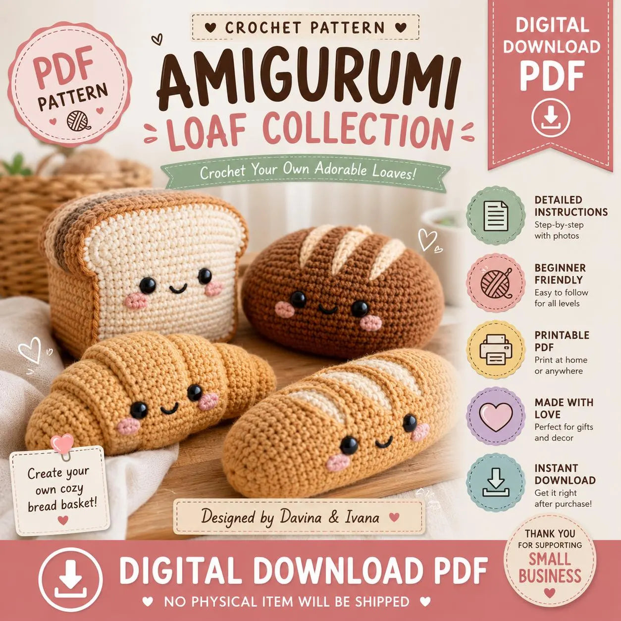 Amigurumi Loaf Collection Crochet Pattern Bundle (Digital Download)