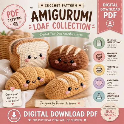 Amigurumi Loaf Collection Crochet Pattern Bundle (Digital Download)