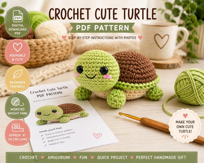 Crochet Cute Turtle Pattern (Digital Download)