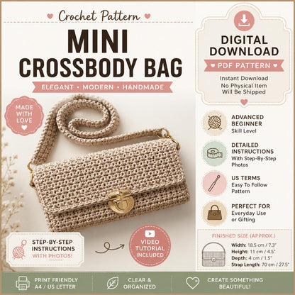 Mini Crossbody Bag Crochet Pattern (Digital Download)