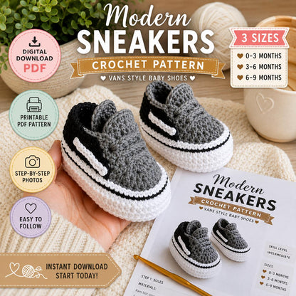 Modern Baby Vans Sneakers Crochet Pattern (Digital Download)
