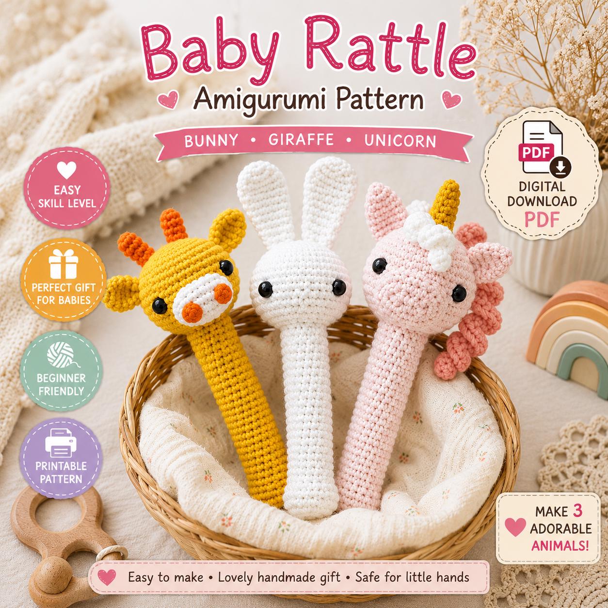 Baby Rattle Crochet Pattern (Digital Download)