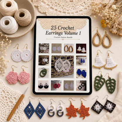 25 Crochet Earrings Pattern Bundle volume-1 (Digital Download)