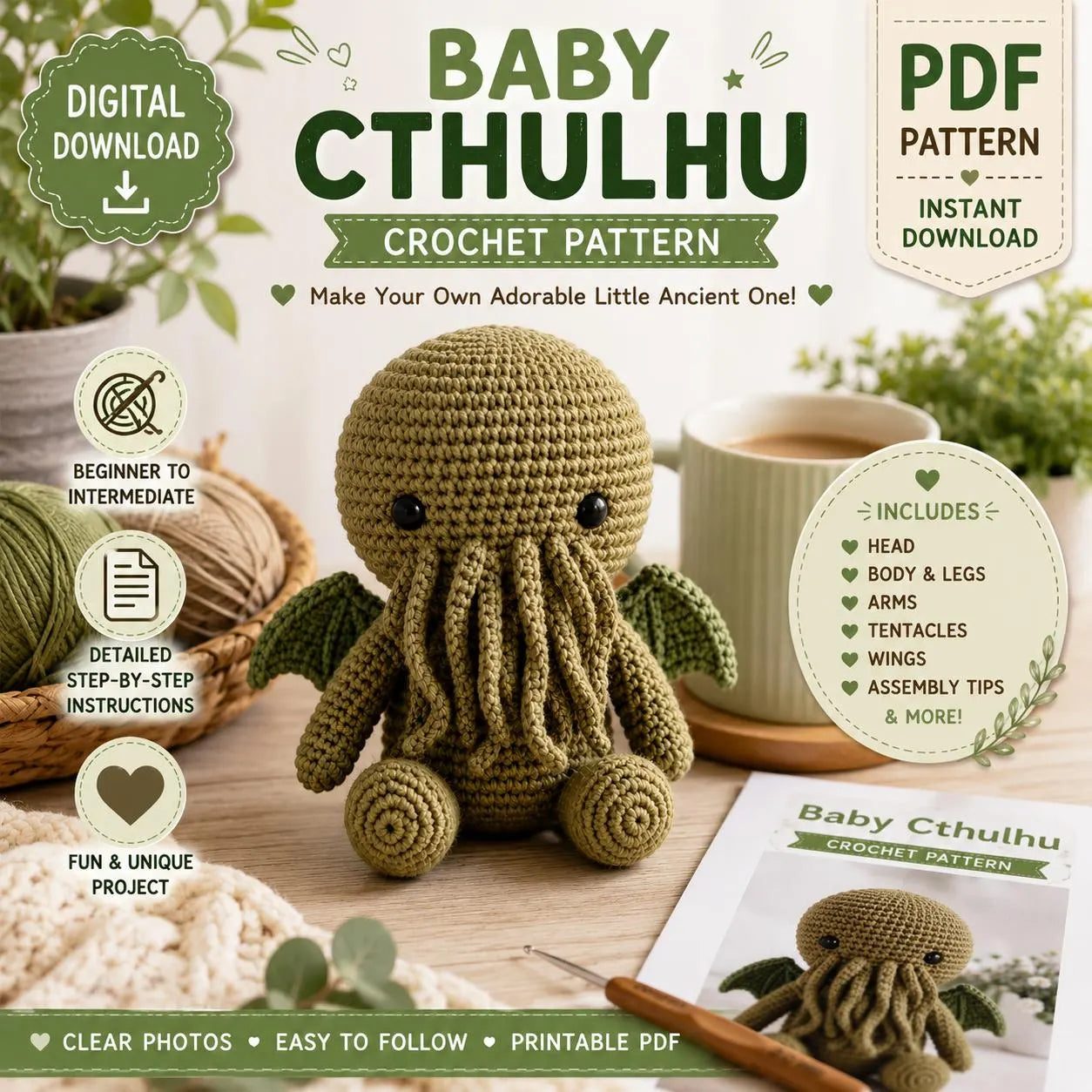 Baby Cthulhu Crochet Pattern (Digital Download)