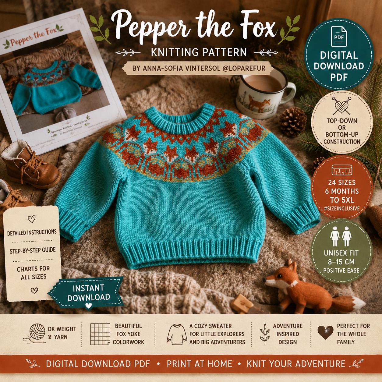 Pepper The Fox Knitting Pattern (Digital Download)