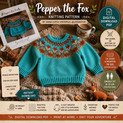 Pepper The Fox Knitting Pattern (Digital Download)