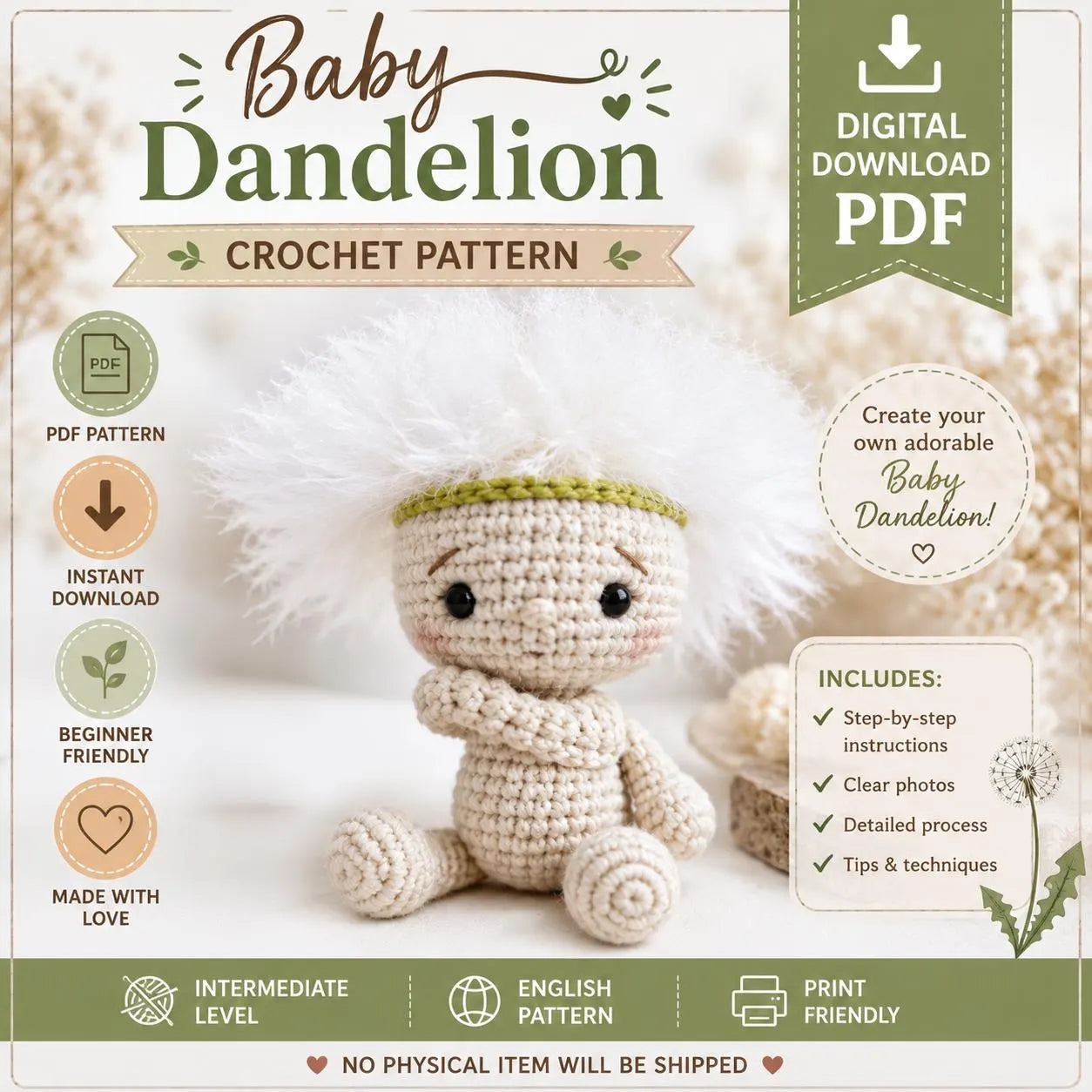 Baby Dandelion Crochet Pattern (Digital Download)