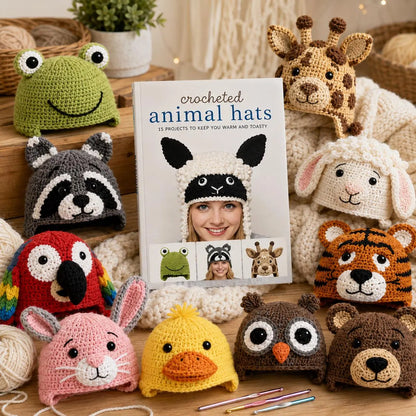 Crochet Animal Hats Pattern PDF 15 Animal Hat Crochet Patterns, Kids Adult Winter Hat Pattern Frog Sheep Tiger Bear Giraffe Digital Download