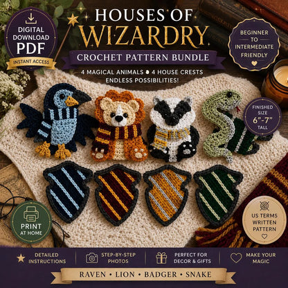 Houses of Wizardry Crochet Pattern Bundle (Digital Download)