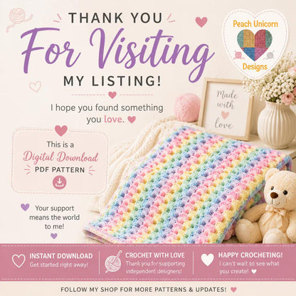 Pastel Shells Baby Blanket Crochet Pattern PDF, Easy Baby Blanket Pattern, Shell Stitch Blanket, Digital Download, Beginner Crochet Pattern