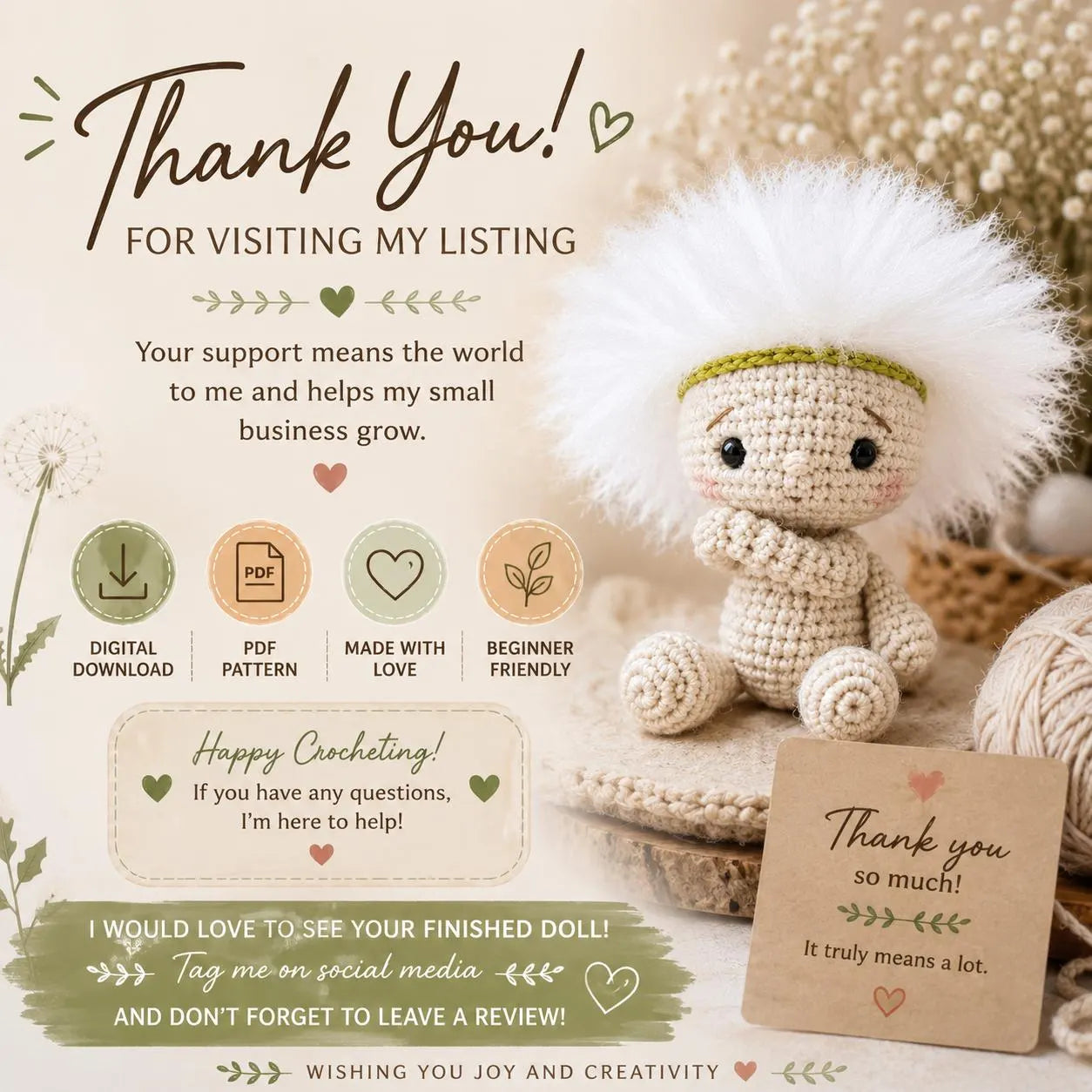 Baby Dandelion Crochet Pattern (Digital Download)