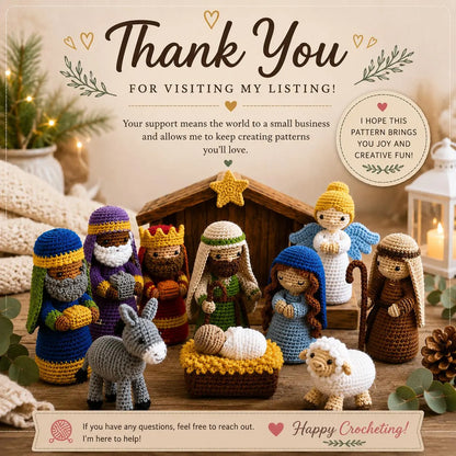 Crochet Nativity Scene Pattern Bundle PDF  Amigurumi Christmas Set Mary Joseph Baby Jesus Wise Men Angel Shepherd Animals | Digital Download
