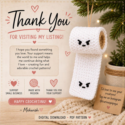 Angry Toilet Paper Ornament Crochet Pattern (Digital Download)