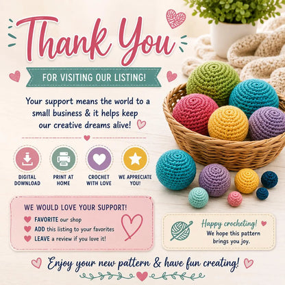 Ball of Almost Any Size Crochet Pattern PDF, Amigurumi Ball Pattern, Crochet Sphere Tutorial, Custom Size Ball Pattern.