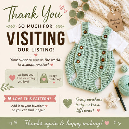 Tiny Tot Baby Romper Crochet Pattern (Digital Download) Outfit Sizes Newborn to 12 Month