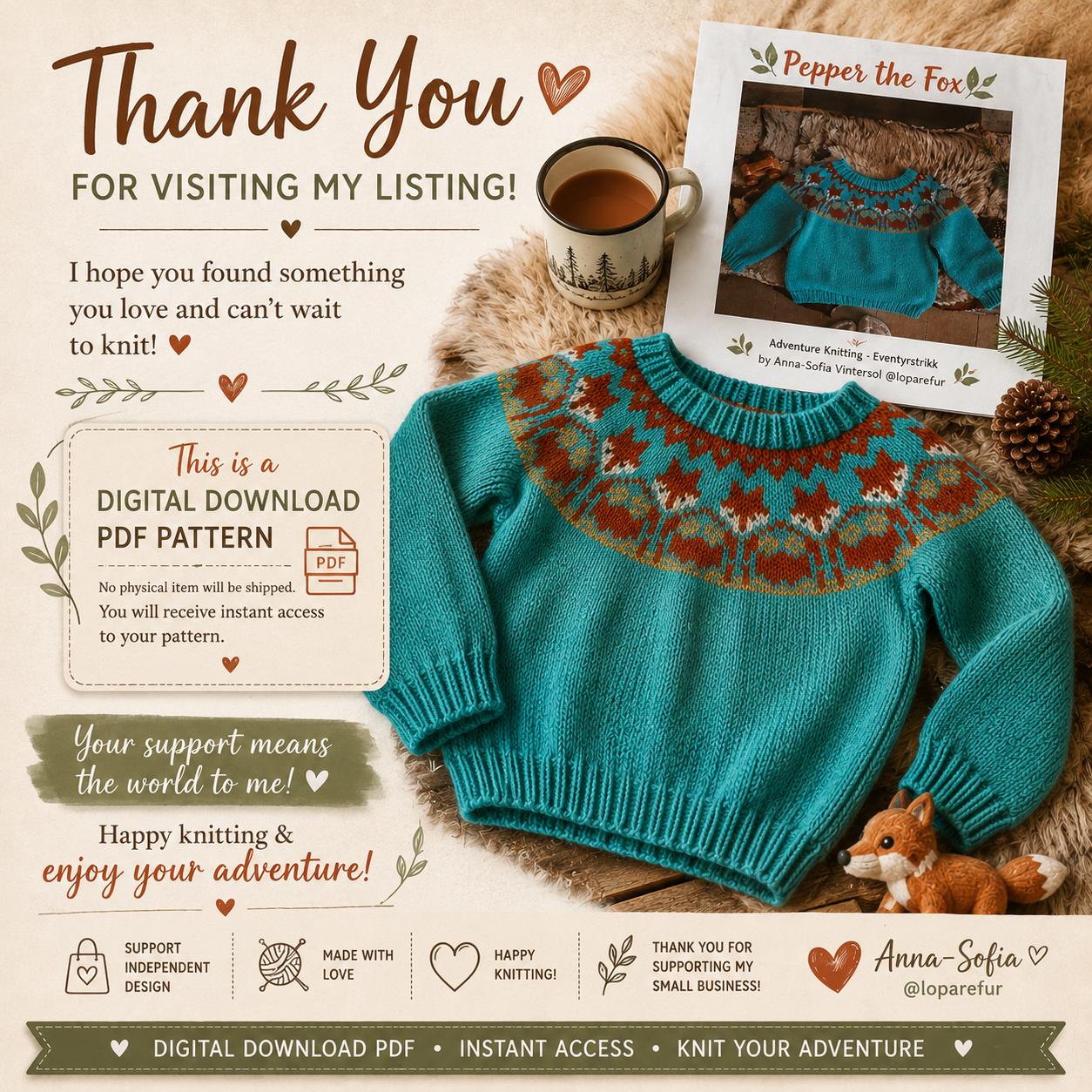 Pepper The Fox Knitting Pattern (Digital Download)