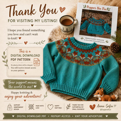 Pepper The Fox Knitting Pattern (Digital Download)