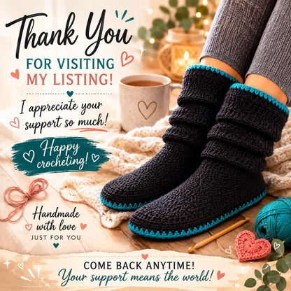 Women's Slouchy Slippers Crochet Pattern (Digital Download)