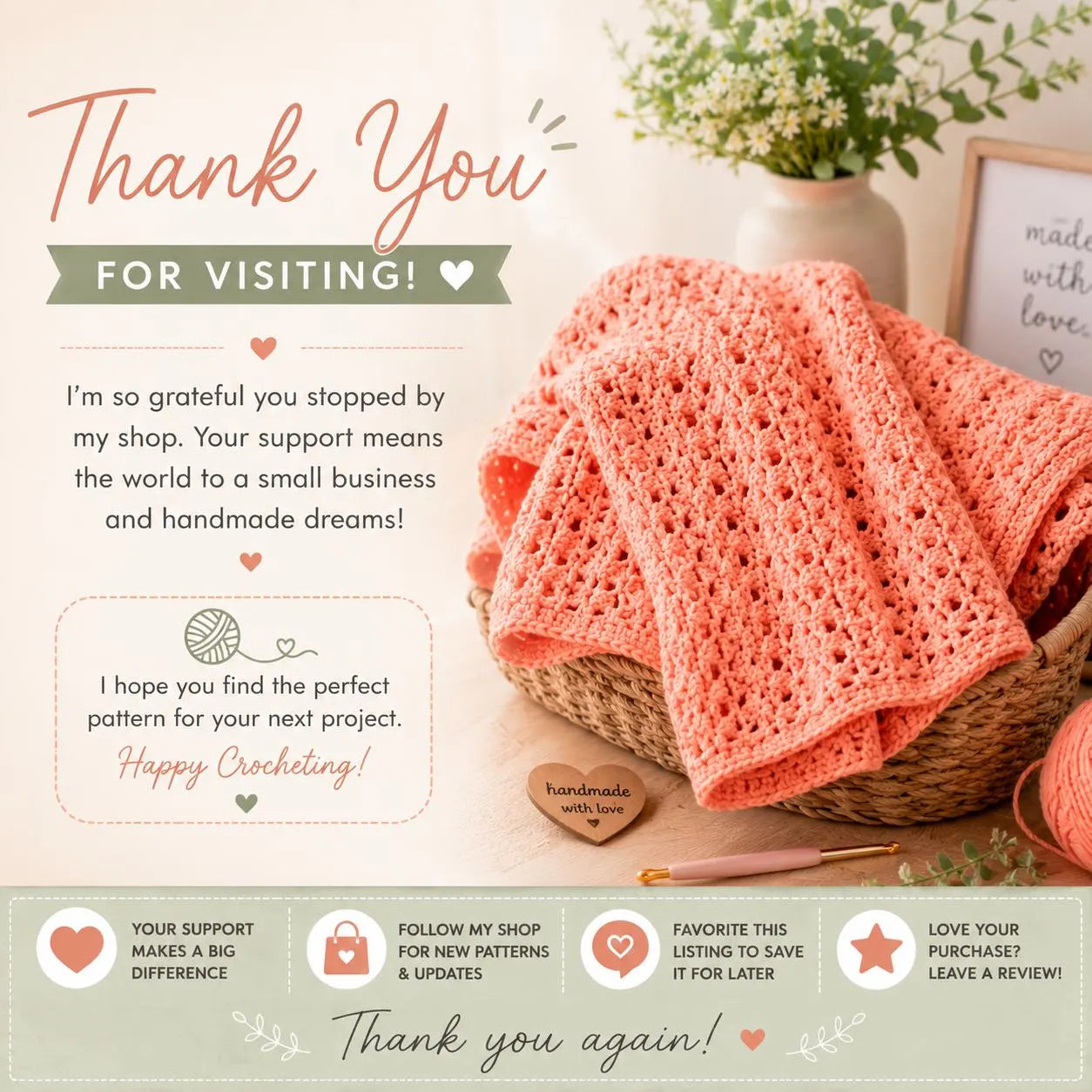 Easy Peasy Crochet Baby Blanket Pattern (Digital Download)