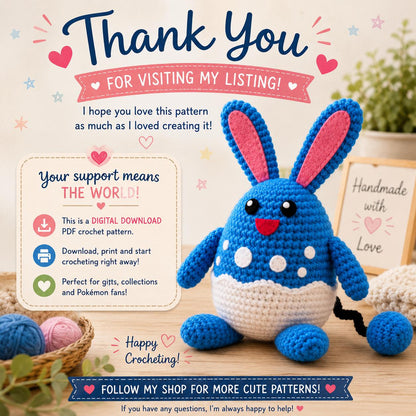 Azumarill Crochet Pattern (Digital Download)