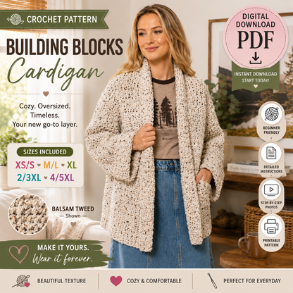 Building Blocks Crochet Cardigan Pattern (Digital Download)