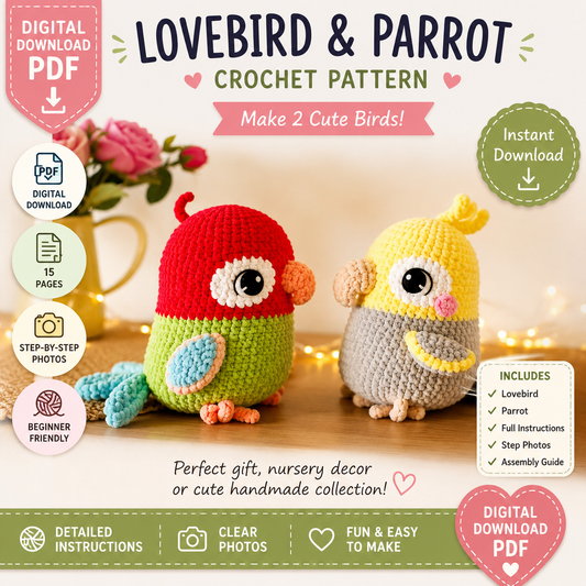 Lovebird & Parrot Crochet Pattern (Digital Download)
