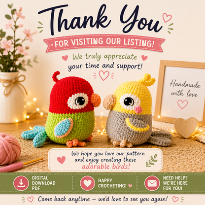 Lovebird & Parrot Crochet Pattern (Digital Download)