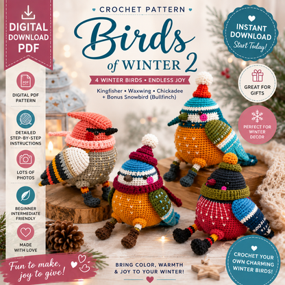 Birds of Winter 2 Crochet Pattern (Digital Download)