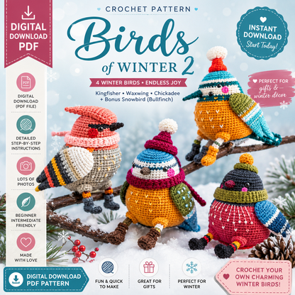 Birds of Winter 2 Crochet Pattern (Digital Download)