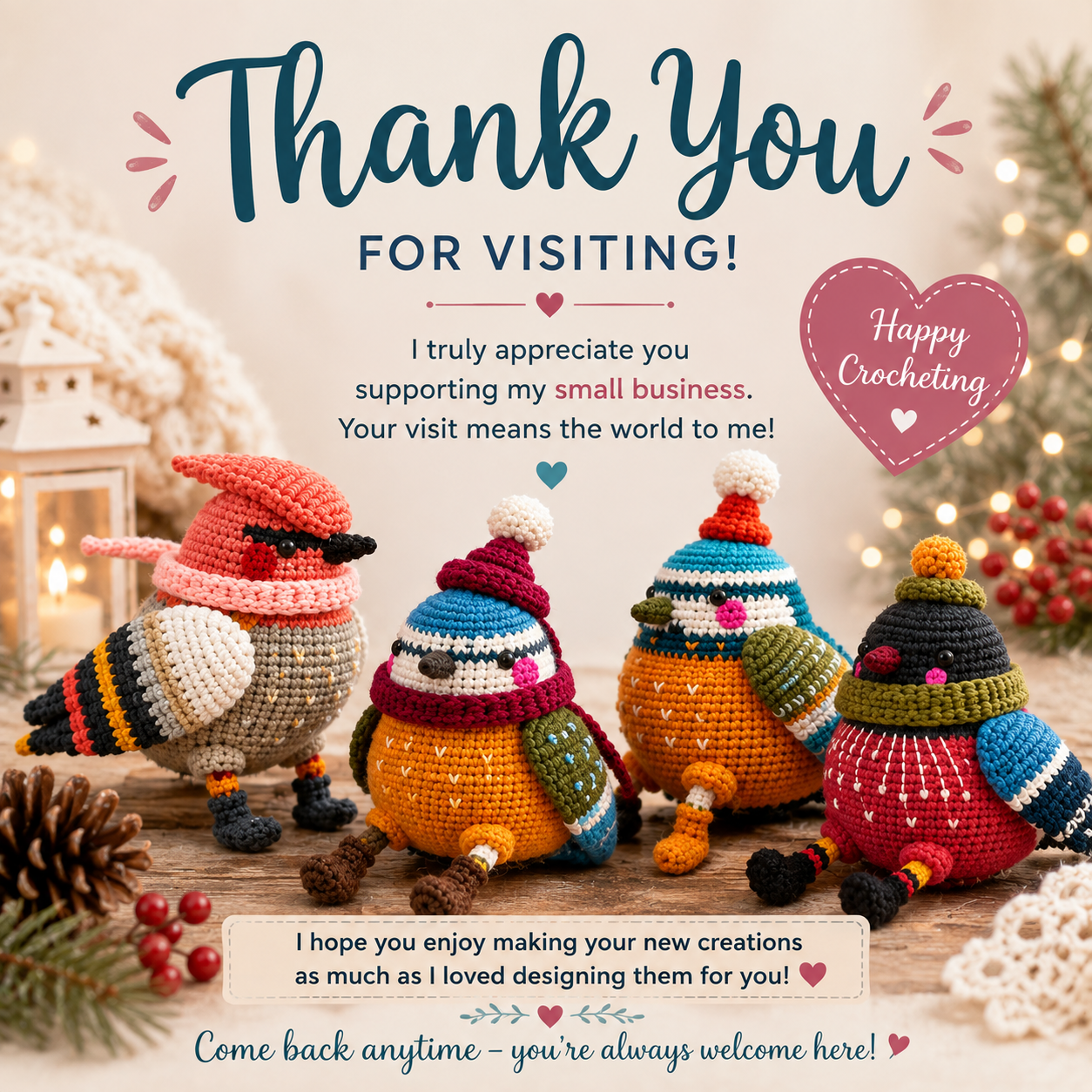 Birds of Winter 2 Crochet Pattern (Digital Download)