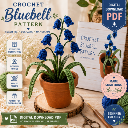 Crochet Bluebell Flowers Pattern (Digital Download)