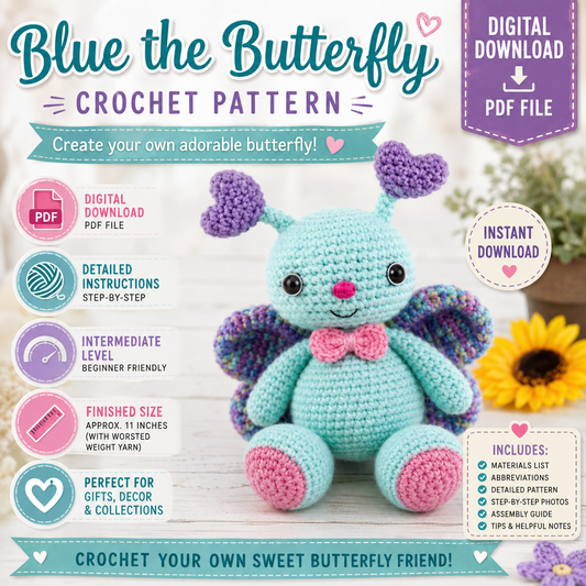 Blue the Butterfly Crochet Pattern (Digital Download)