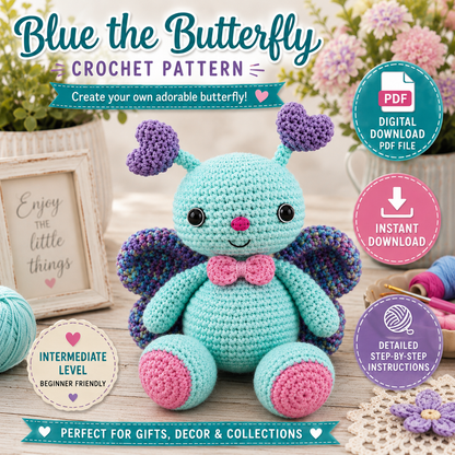 Blue the Butterfly Crochet Pattern (Digital Download)