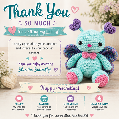 Blue the Butterfly Crochet Pattern (Digital Download)