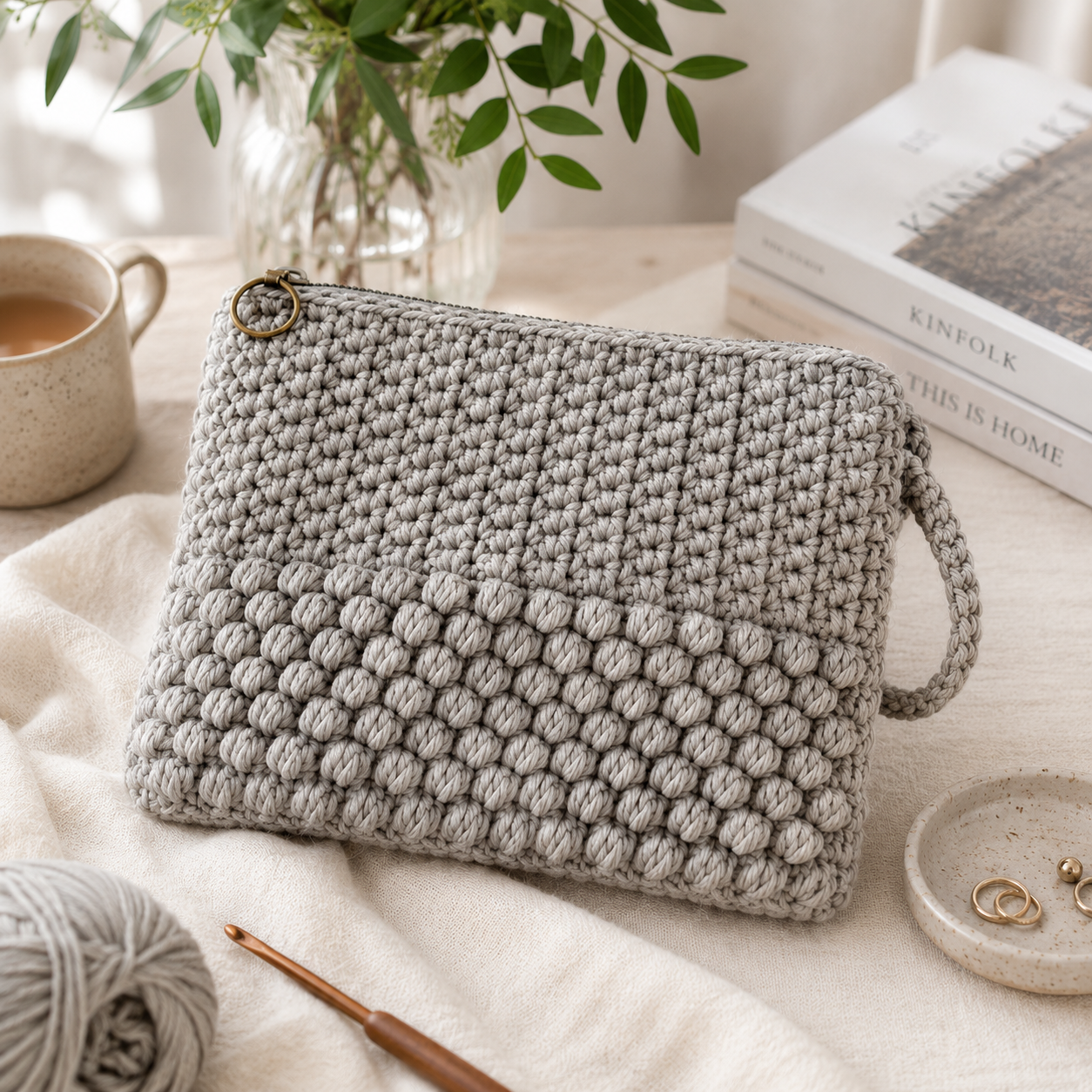Bobble Clutch Crochet Pattern | Textured Clutch Bag Tutorial, (Digital Download)