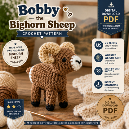 Bobby the Bighorn Sheep Crochet Pattern (Digital Download)
