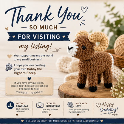 Bobby the Bighorn Sheep Crochet Pattern (Digital Download)