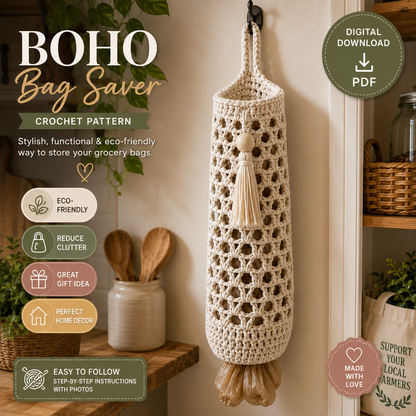 Boho Bag Saver Crochet Pattern (Digital Download)