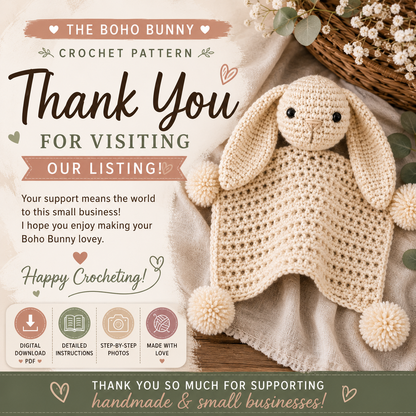 Boho Bunny Lovey Crochet Pattern (Digital Download)